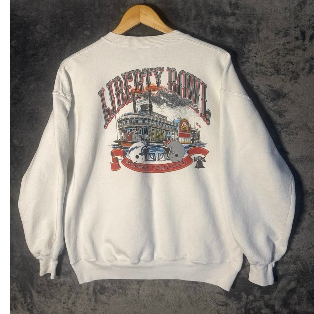 VTG 90s Jerzees Super Sweats 1990 Liberty Bowl Air Force vs Ohio State XL USA!